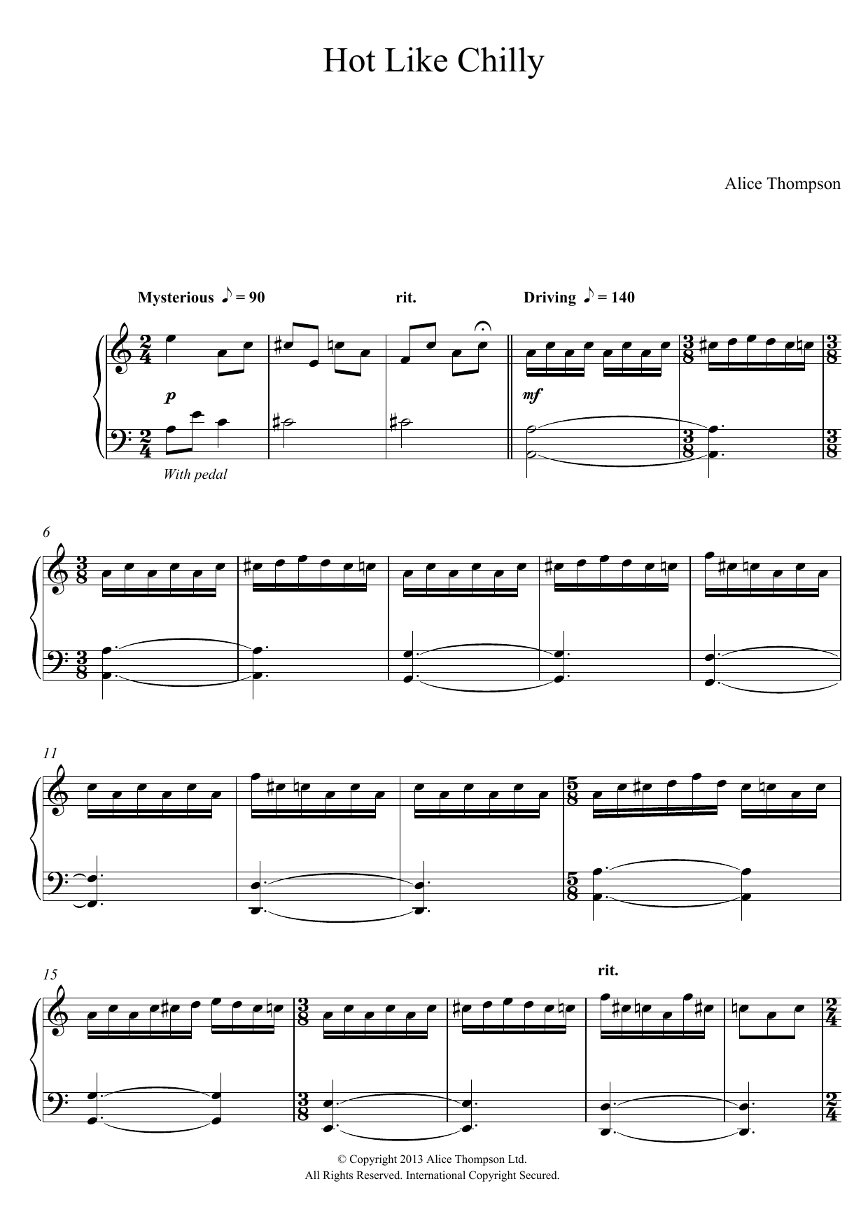 Learn to play Alice Thompson Hot Like Chilly sheet music for Piano Solo in minutes. Price: 7.8900$ Alice Thompson Hot Like Chilly sheet music notes and chords arranged for Piano Solo