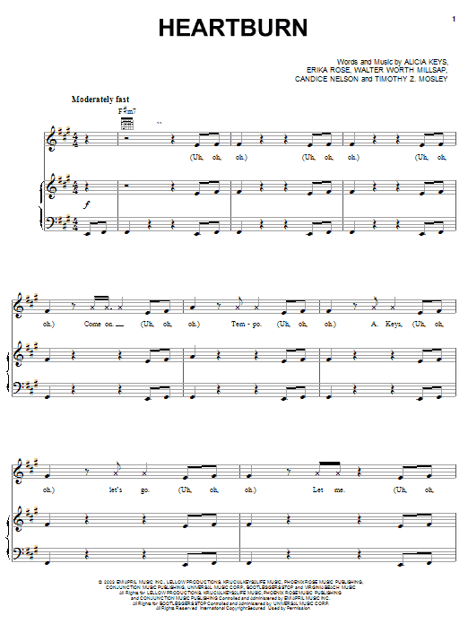 Alicia Keys Heartburn sheet music notes and chords. Download Printable PDF.