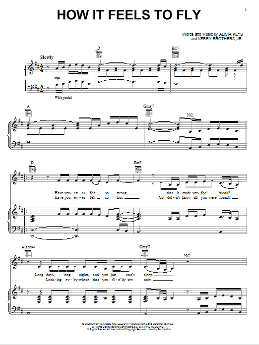 Alicia Keys How It Feels To Fly sheet music notes and chords. Download Printable PDF.