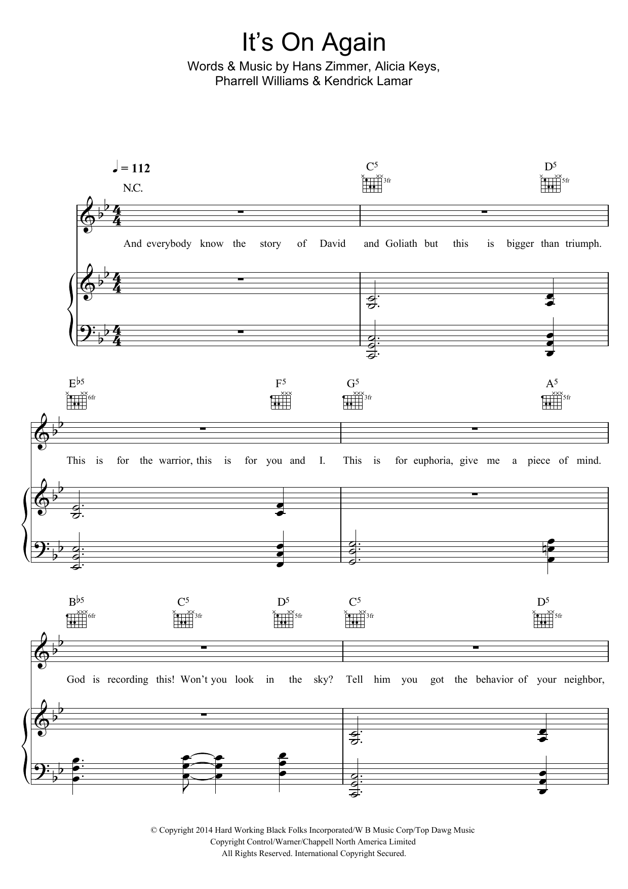 Learn to play Alicia Keys It's On Again sheet music for Piano, Vocal & Guitar Chords in minutes. Price: 7.8900$ Alicia Keys It's On Again sheet music notes and chords arranged for Piano, Vocal & Guitar Chords