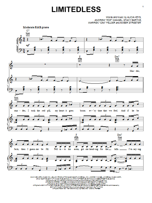 Learn to play Alicia Keys Limitedless sheet music for Piano, Vocal & Guitar Chords (Right-Hand Melody) in minutes. Price: 7.8900$ Alicia Keys Limitedless sheet music notes and chords arranged for Piano, Vocal & Guitar Chords (Right-Hand Melody)