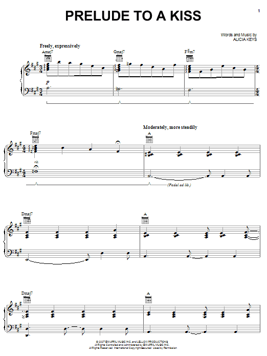 Learn to play Alicia Keys Prelude To A Kiss sheet music for Piano, Vocal & Guitar Chords (Right-Hand Melody) in minutes. Price: 7.8900$ Alicia Keys Prelude To A Kiss sheet music notes and chords arranged for Piano, Vocal & Guitar Chords (Right-Hand Melody)