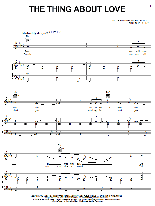 Alicia Keys The Thing About Love sheet music notes and chords. Download Printable PDF.