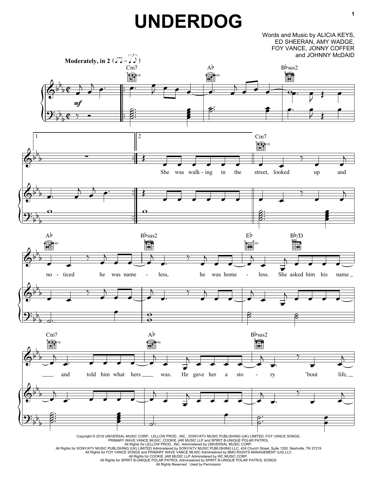 Alicia Keys Underdog sheet music notes and chords. Download Printable PDF.