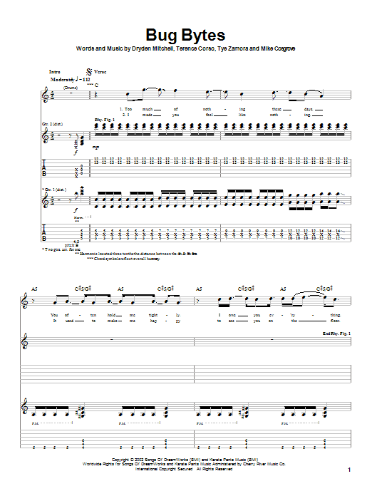 Learn to play Alien Ant Farm Bug Bytes sheet music for Guitar Tab in minutes. Price: 7.8900$ Alien Ant Farm Bug Bytes sheet music notes and chords arranged for Guitar Tab