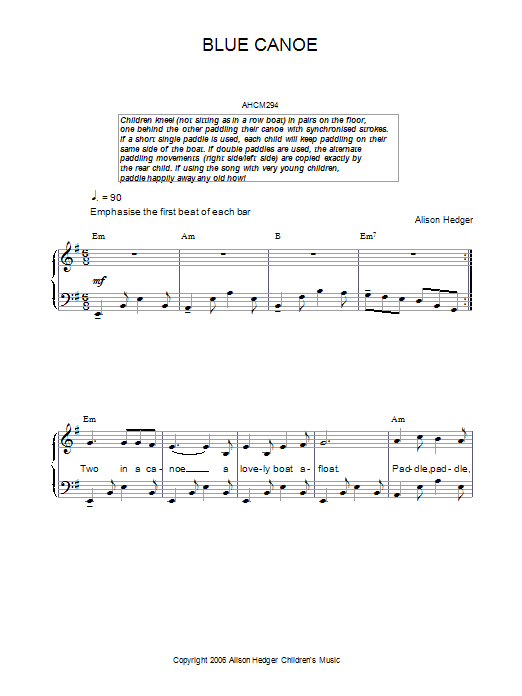 Learn to play Alison Hedger Blue Canoe sheet music for Piano, Vocal & Guitar Chords in minutes. Price: 7.8900$ Alison Hedger Blue Canoe sheet music notes and chords arranged for Piano, Vocal & Guitar Chords