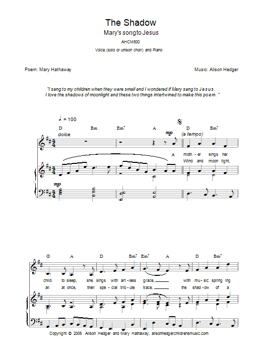 Learn to play Alison Hedger The Shadow sheet music for Piano, Vocal & Guitar Chords in minutes. Price: 7.8900$ Alison Hedger The Shadow sheet music notes and chords arranged for Piano, Vocal & Guitar Chords