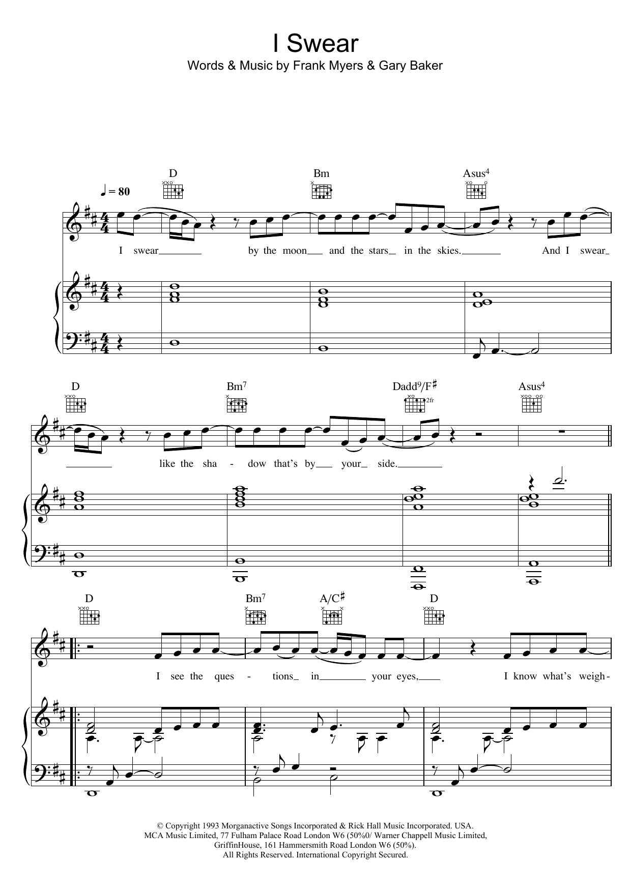 All-4-One I Swear sheet music notes and chords. Download Printable PDF.