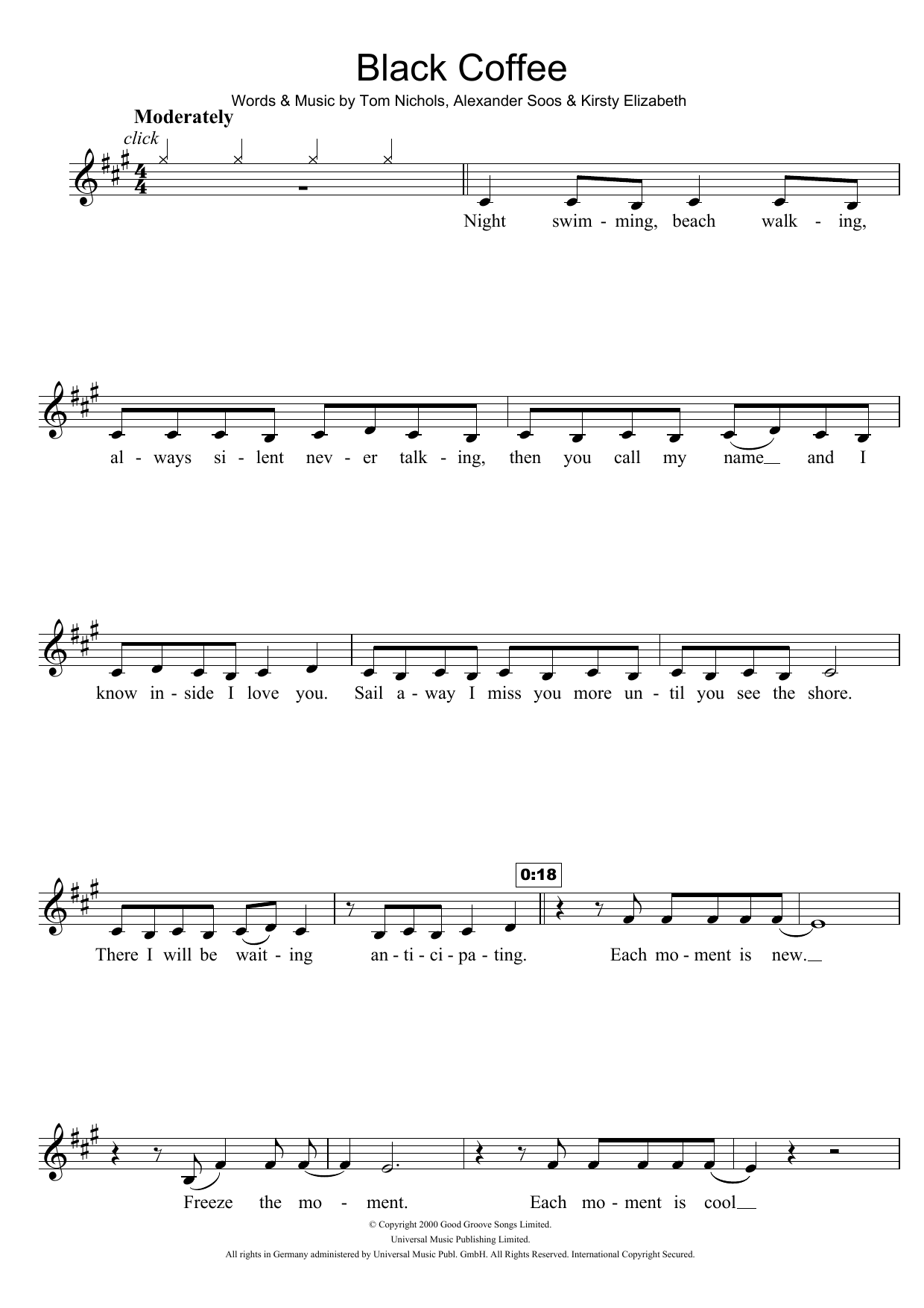 All Saints Black Coffee sheet music notes and chords. Download Printable PDF.