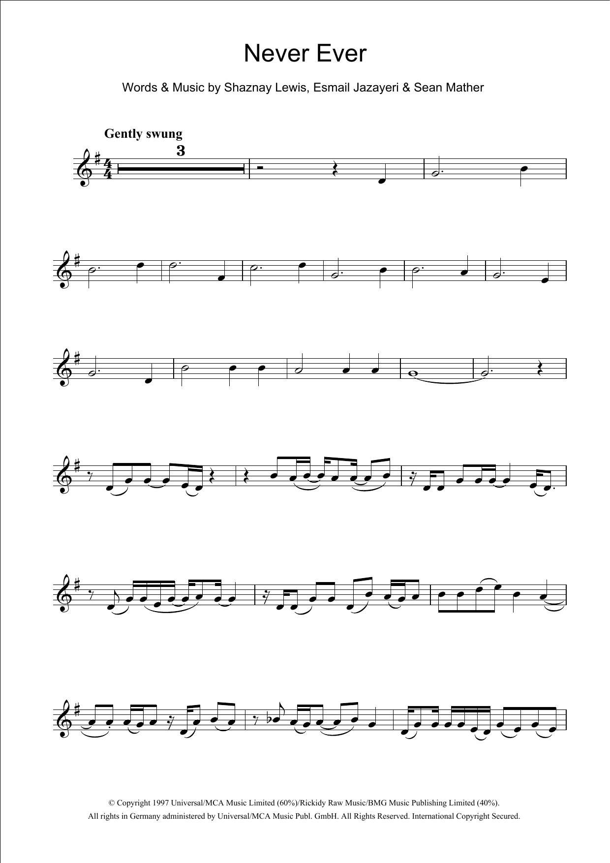 All Saints Never Ever sheet music notes and chords. Download Printable PDF.