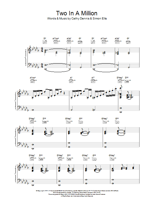 All Saints Two In A Million sheet music notes and chords. Download Printable PDF.