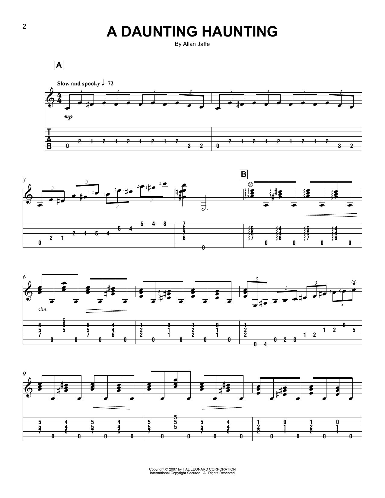 Allan Jaffe A Daunting Haunting sheet music notes and chords. Download Printable PDF.