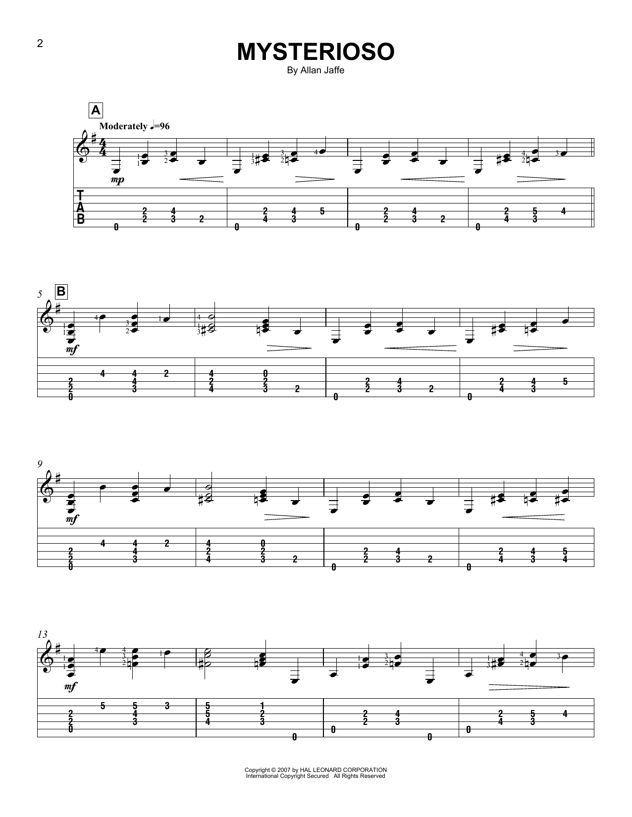 Allan Jaffe Mysterioso sheet music notes and chords. Download Printable PDF.