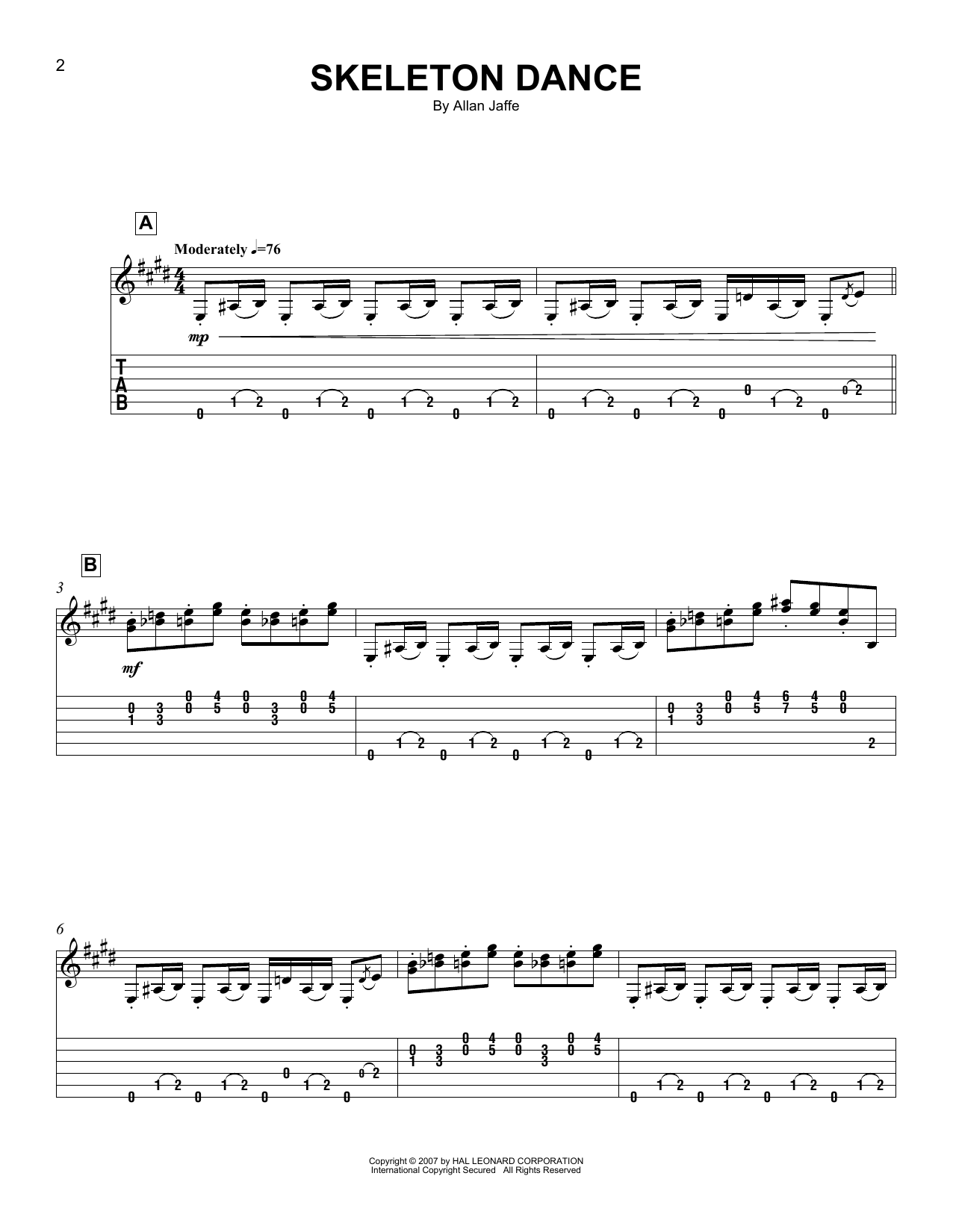 Allan Jaffe Skeleton Dance sheet music notes and chords. Download Printable PDF.