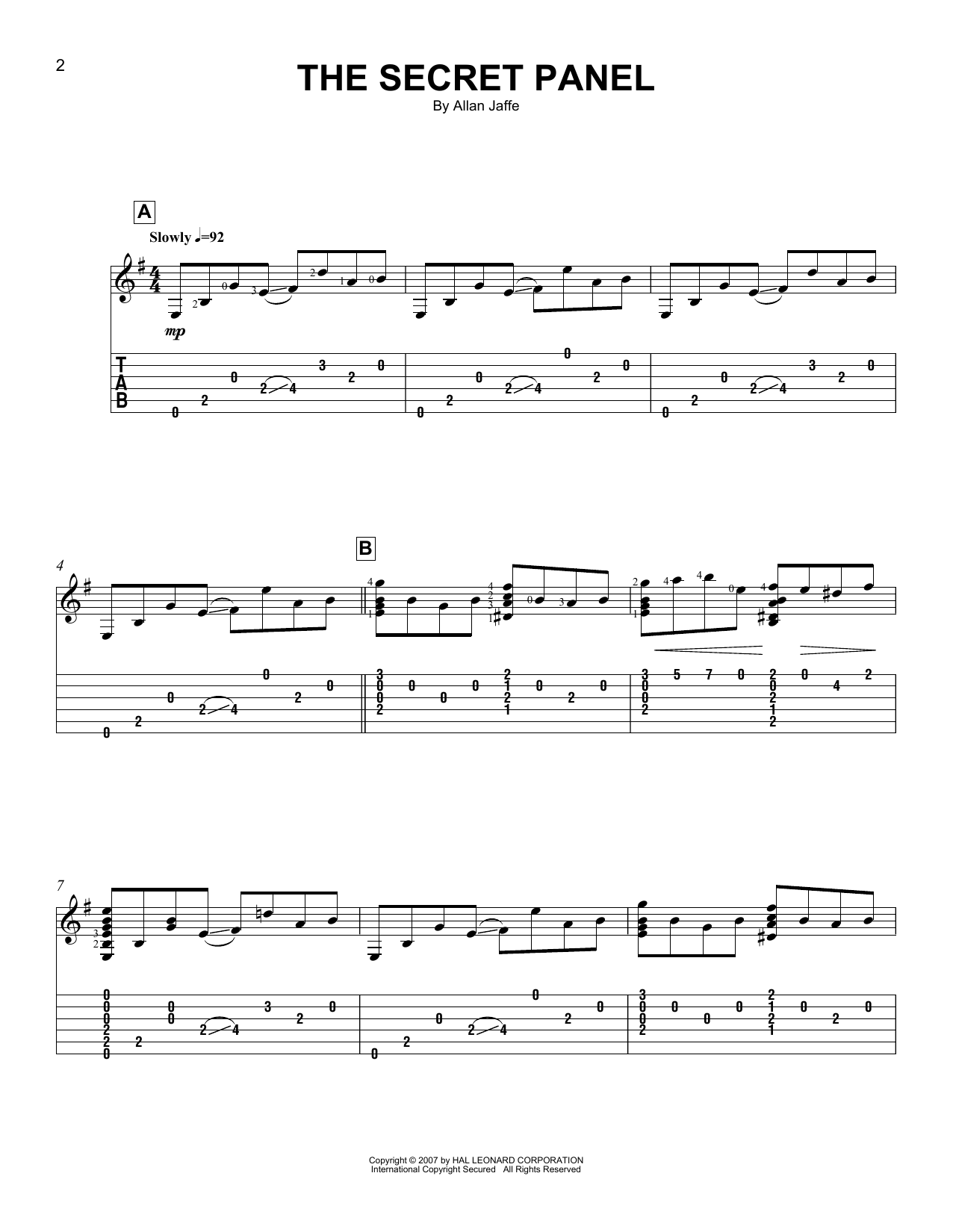 Allan Jaffe The Secret Panel sheet music notes and chords. Download Printable PDF.