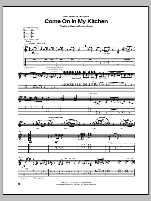 Learn to play Allman Brothers Band Come On In My Kitchen sheet music for Guitar Tab in minutes. Price: 7.8900$ Allman Brothers Band Come On In My Kitchen sheet music notes and chords arranged for Guitar Tab