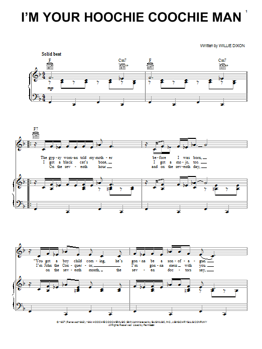 Allman Brothers Band I'm Your Hoochie Coochie Man sheet music notes and chords. Download Printable PDF.