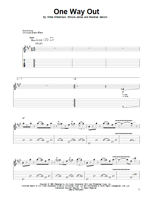 Allman Brothers Band One Way Out sheet music notes and chords. Download Printable PDF.