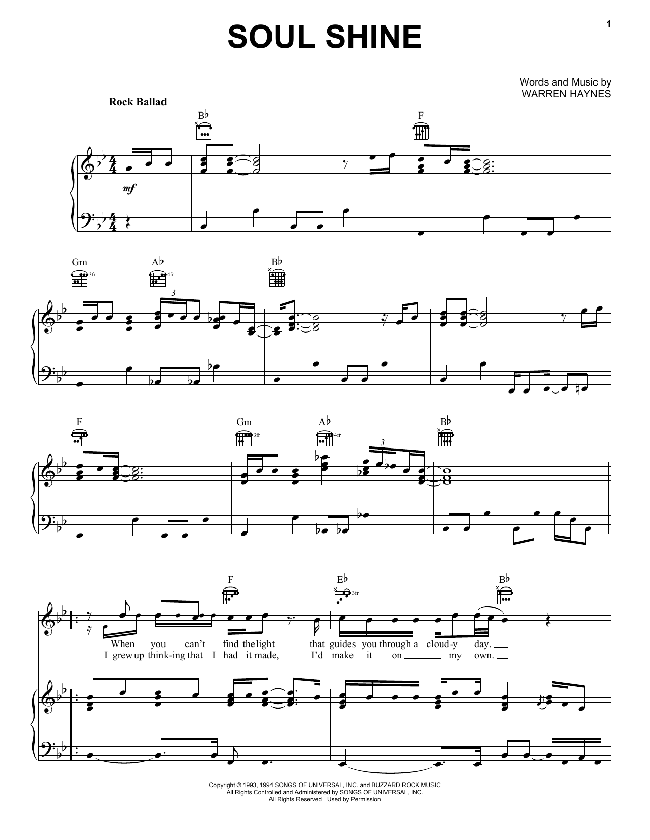 Allman Brothers Band Soul Shine sheet music notes and chords. Download Printable PDF.