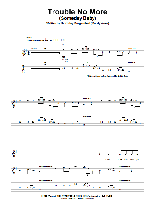 Allman Brothers Band Trouble No More (Someday Baby) sheet music notes and chords. Download Printable PDF.