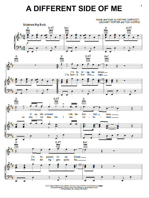 Learn to play Allstar Weekend A Different Side Of Me sheet music for Piano, Vocal & Guitar Chords (Right-Hand Melody) in minutes. Price: 7.8900$ Allstar Weekend A Different Side Of Me sheet music notes and chords arranged for Piano, Vocal & Guitar Chords (Right-Hand Melody)