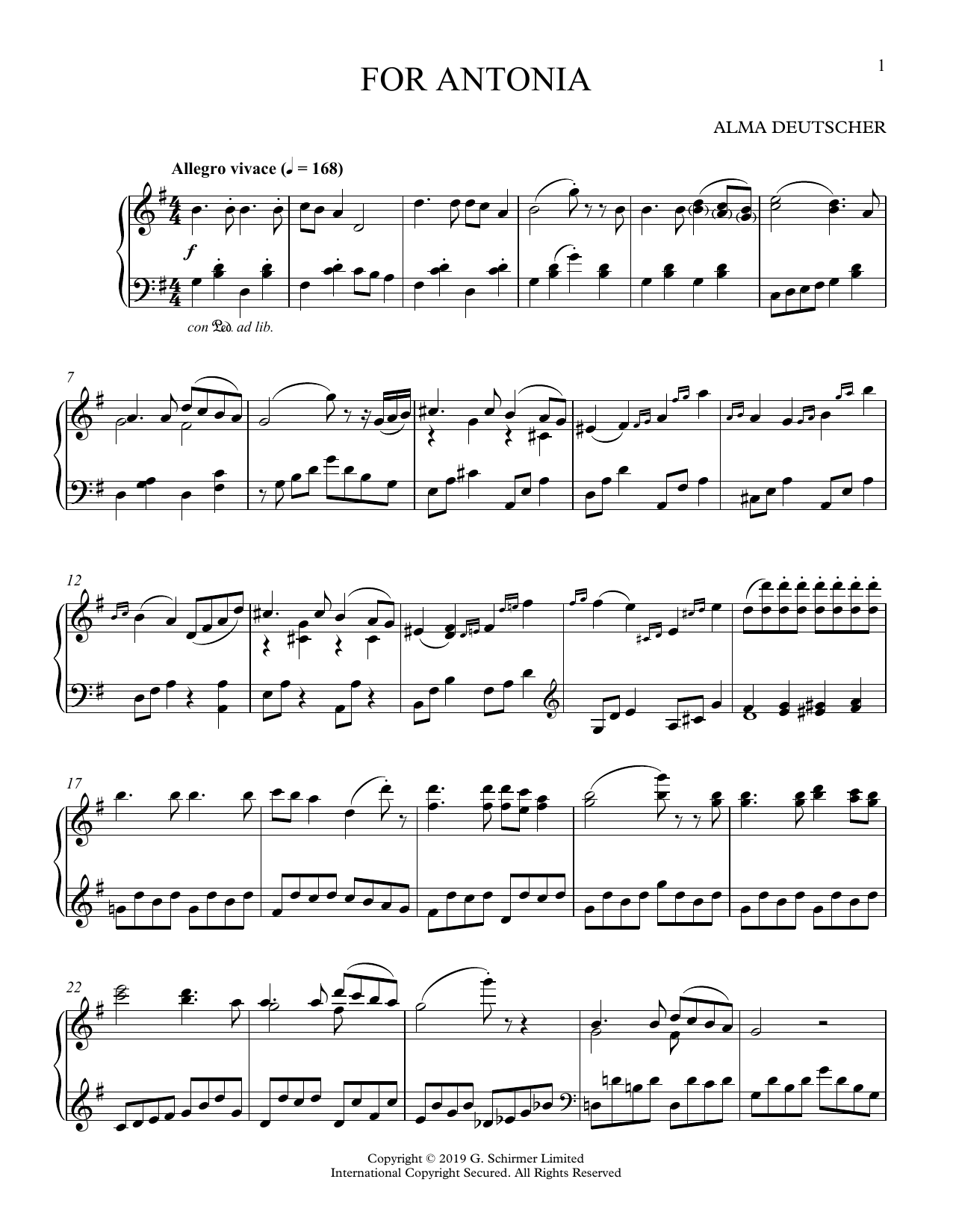 Alma Deutscher For Antonia (Variations on a Melody in G Major) sheet music notes and chords. Download Printable PDF.