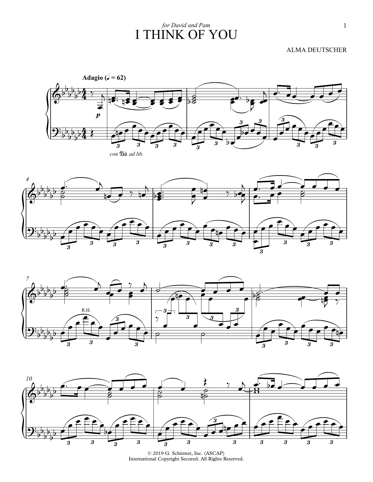 Alma Deutscher I Think Of You sheet music notes and chords. Download Printable PDF.