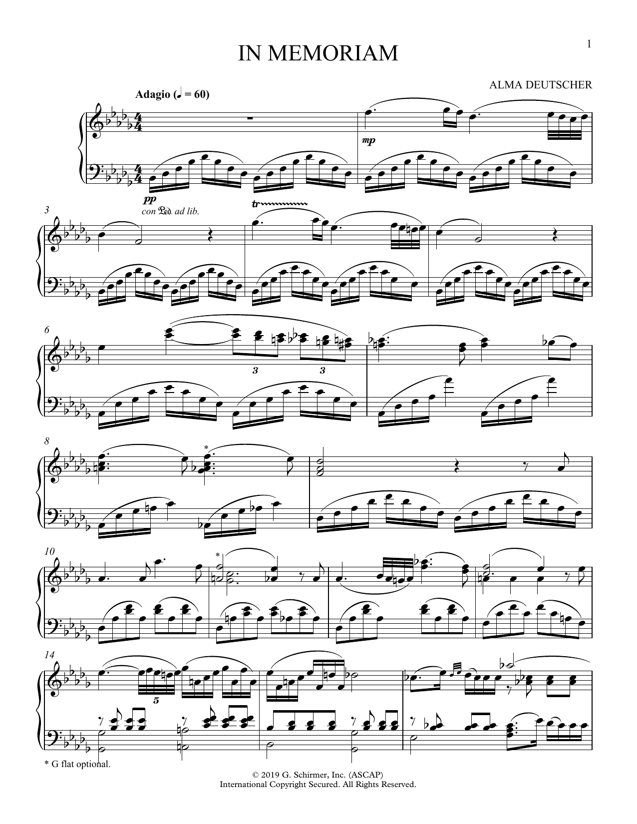 Alma Deutscher In Memoriam (Adagio from Piano Concerto) sheet music notes and chords. Download Printable PDF.