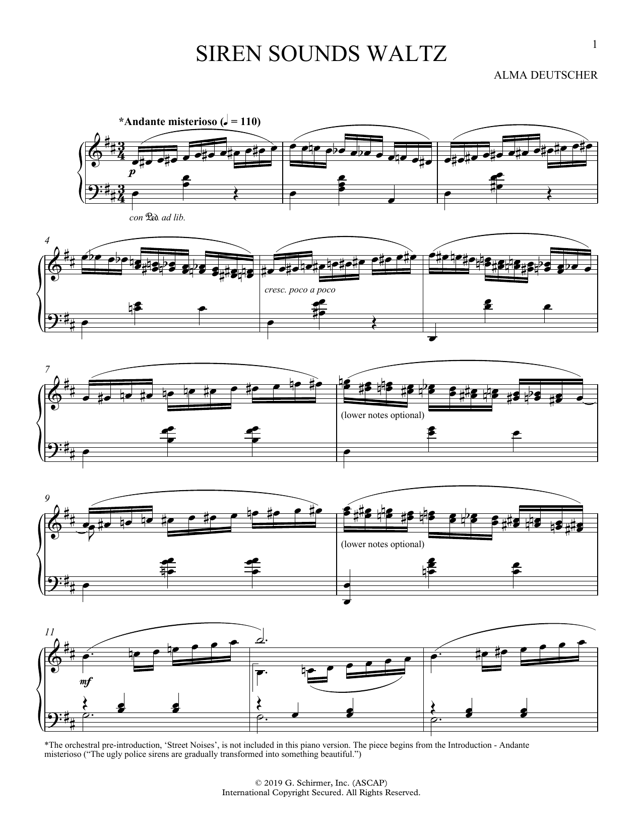 Alma Deutscher Siren Sounds Waltz (I-VI) sheet music notes and chords. Download Printable PDF.