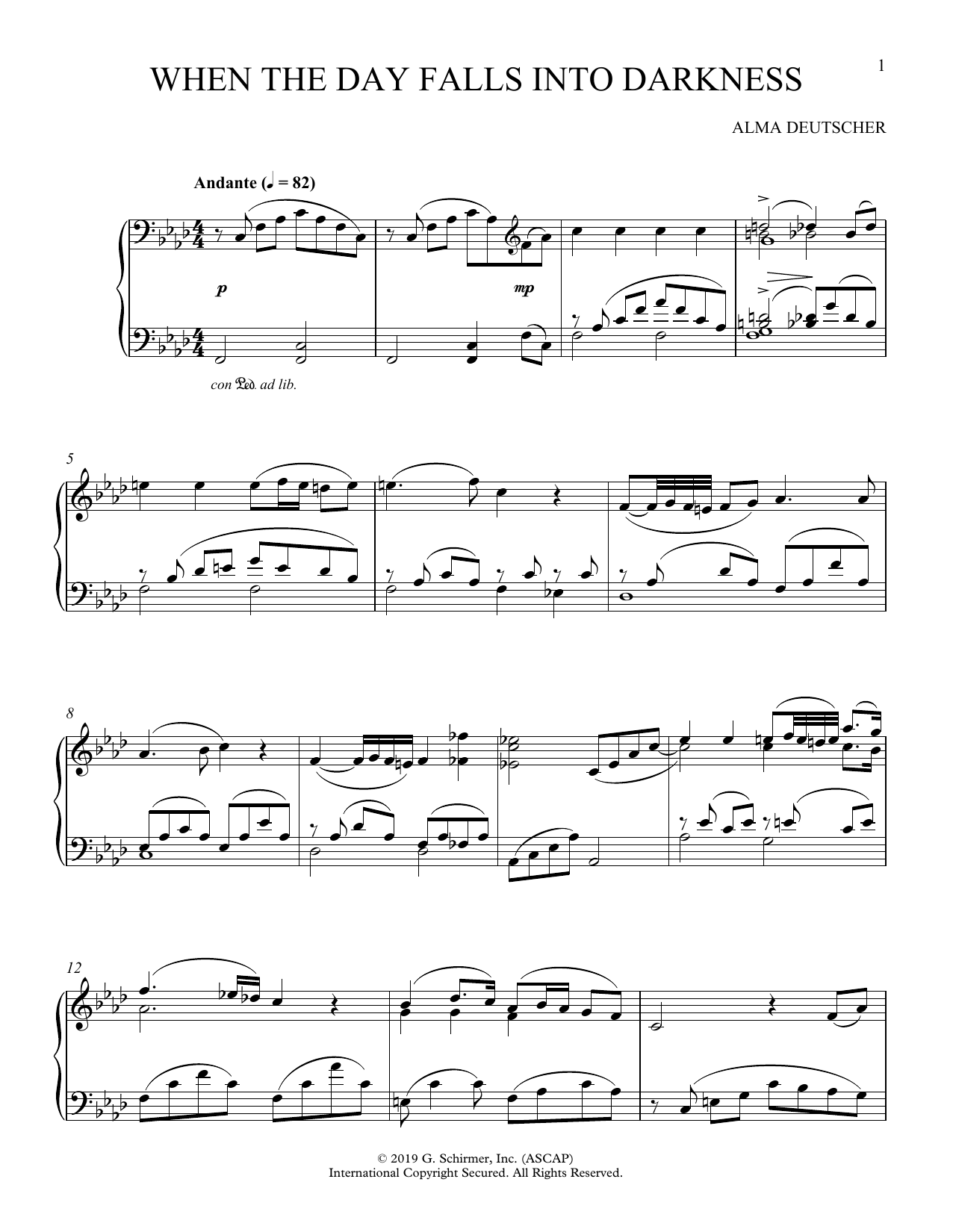 Alma Deutscher When The Day Falls Into Darkness (from Cinderella) sheet music notes and chords. Download Printable PDF.