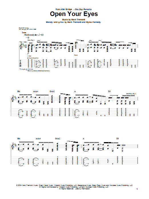 Learn to play Alter Bridge Open Your Eyes sheet music for Guitar Tab in minutes. Price: 7.8900$ Alter Bridge Open Your Eyes sheet music notes and chords arranged for Guitar Tab
