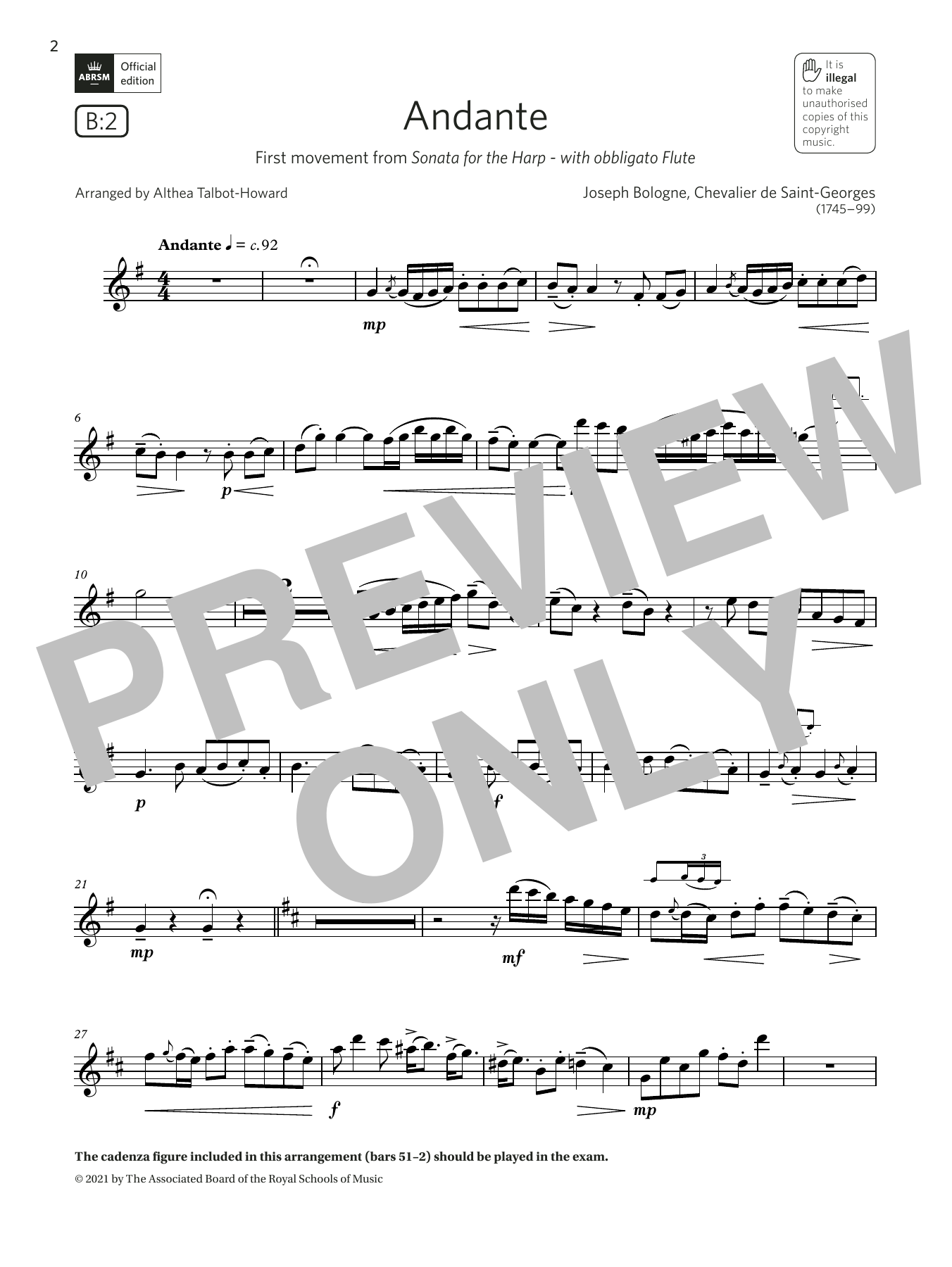 Althea Talbot-Howard Andante (from Sonata for the Harp) (Grade 5 List B2 from the ABRSM Saxophone syllabus from 2022) sheet music notes and chords. Download Printable PDF.