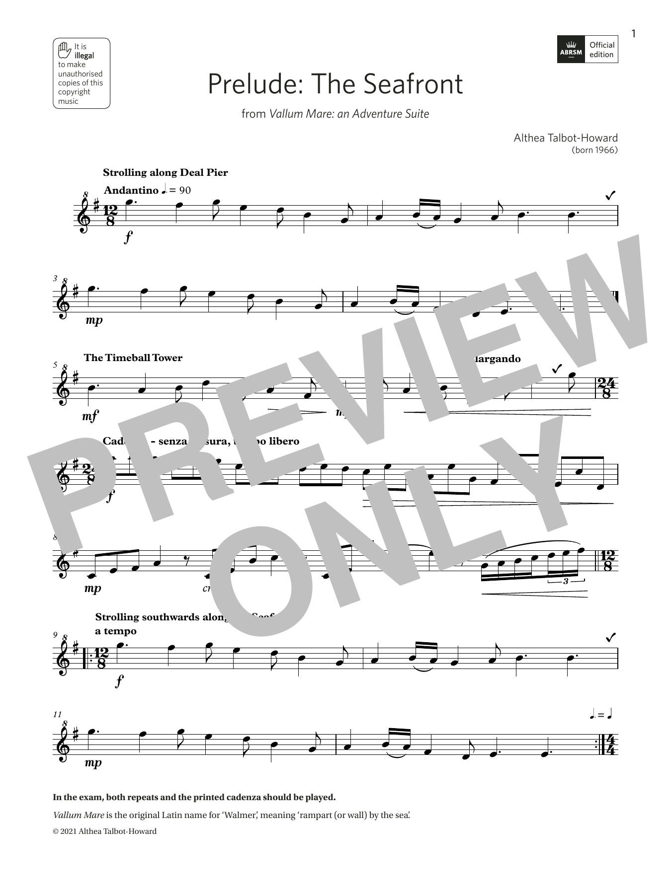 Learn to play Althea Talbot-Howard Prelude: The Seafront (Grade 5 List B8 from the ABRSM Descant Recorder syllabus from 2022) sheet music for Recorder Solo in minutes. Price: 5.9900$ Althea Talbot-Howard Prelude: The Seafront (Grade 5 List B8 from the ABRSM Descant Recorder syllabus from 2022) sheet music notes and chords arranged for Recorder Solo