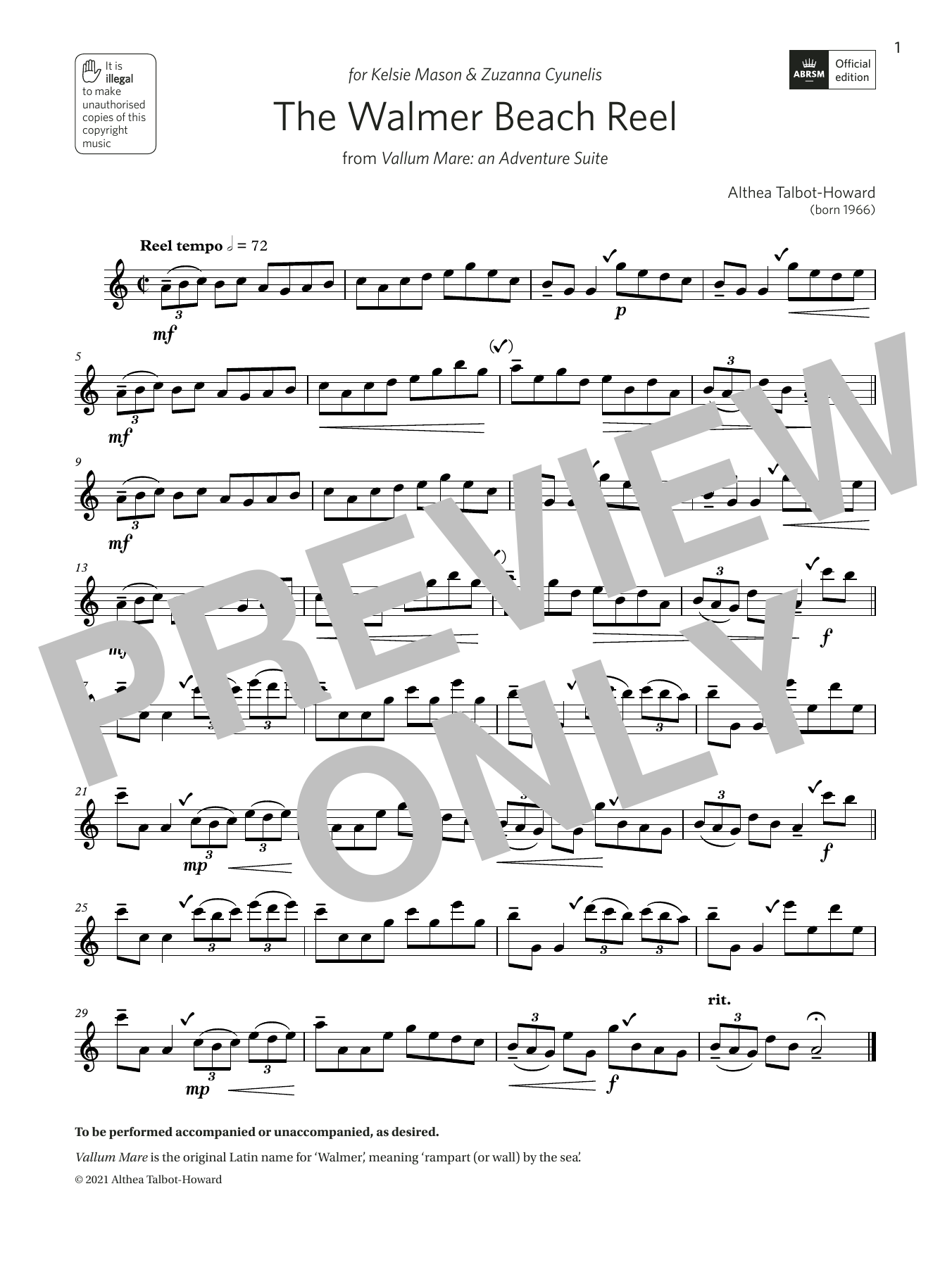 Learn to play Althea Talbot-Howard The Walmer Beach Reel (Grade 4 List C9 from the ABRSM Treble Recorder syllabus from 2022) sheet music for Recorder Solo in minutes. Price: 5.9900$ Althea Talbot-Howard The Walmer Beach Reel (Grade 4 List C9 from the ABRSM Treble Recorder syllabus from 2022) sheet music notes and chords arranged for Recorder Solo