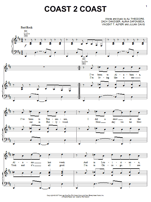 Learn to play Alvin And The Chipmunks Coast 2 Coast sheet music for Piano, Vocal & Guitar Chords (Right-Hand Melody) in minutes. Price: 7.8900$ Alvin And The Chipmunks Coast 2 Coast sheet music notes and chords arranged for Piano, Vocal & Guitar Chords (Right-Hand Melody)