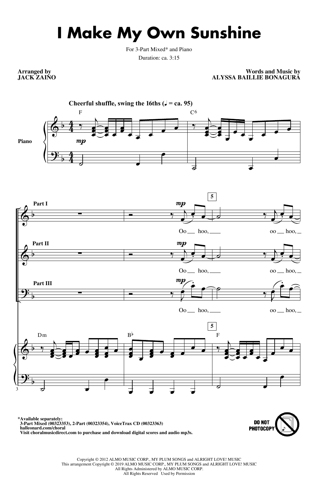 Alyssa Bonagura I Make My Own Sunshine (arr. Jack Zaino) sheet music notes and chords. Download Printable PDF.