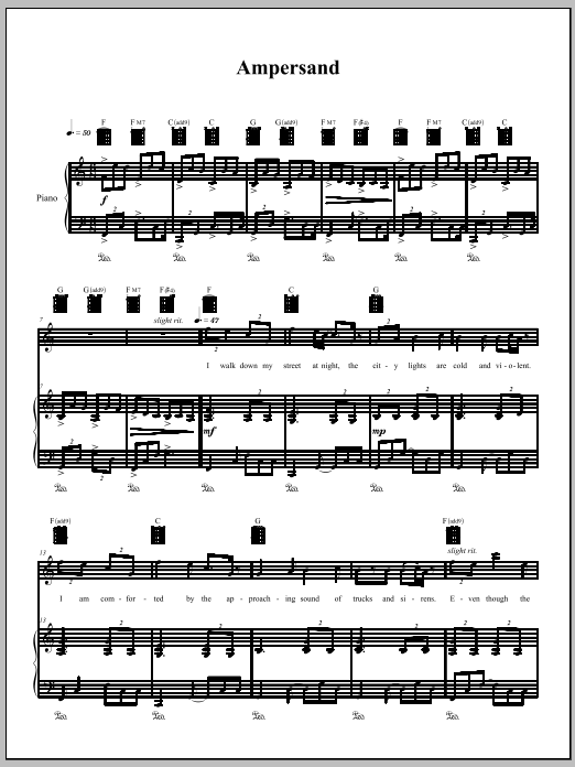 Amanda Palmer Ampersand sheet music notes and chords. Download Printable PDF.