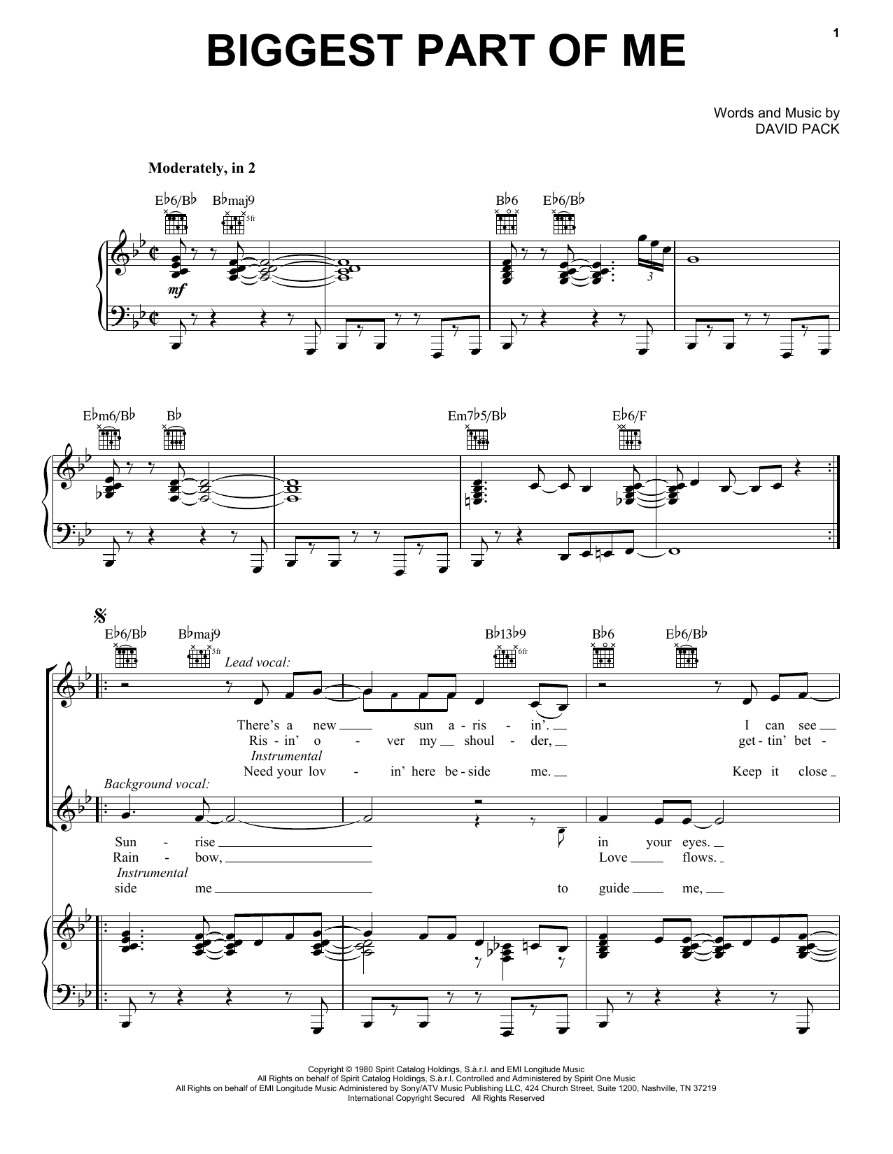 Ambrosia Biggest Part Of Me sheet music notes and chords. Download Printable PDF.