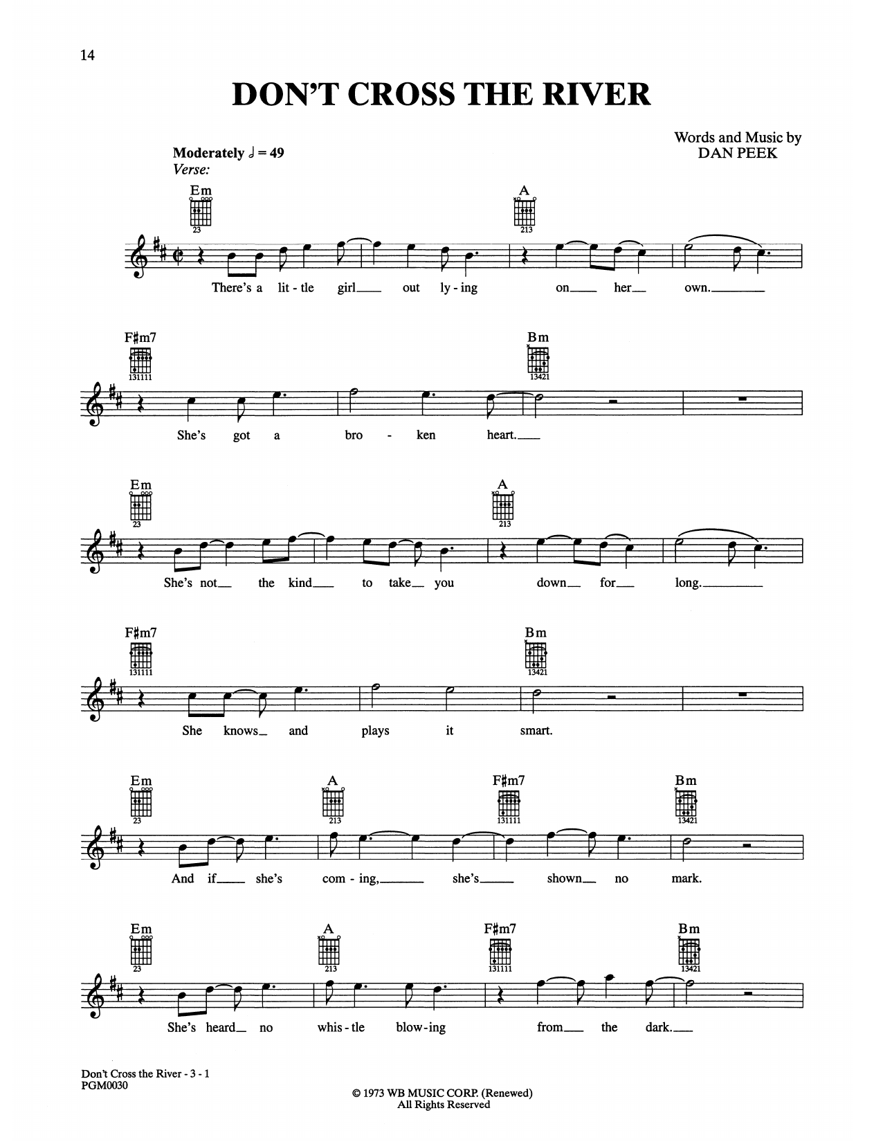 America Don't Cross The River sheet music notes and chords. Download Printable PDF.