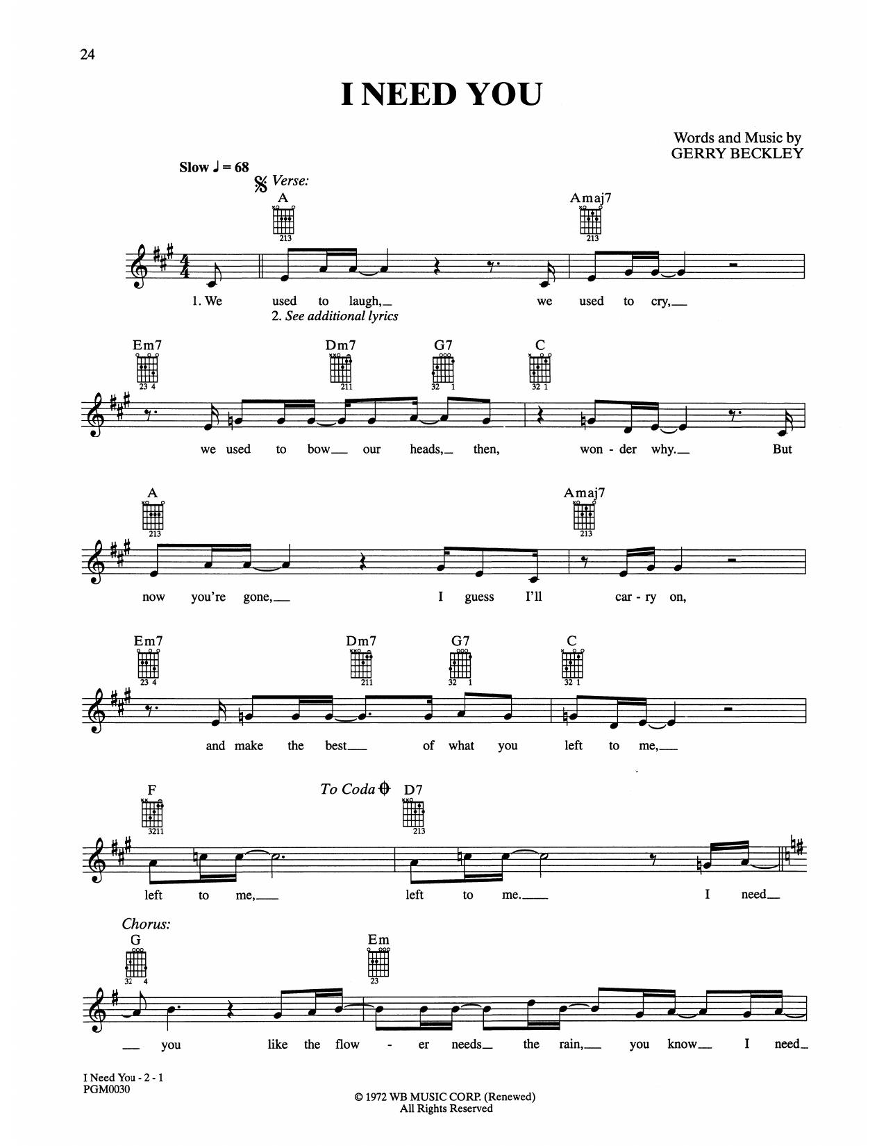 America I Need You sheet music notes and chords. Download Printable PDF.