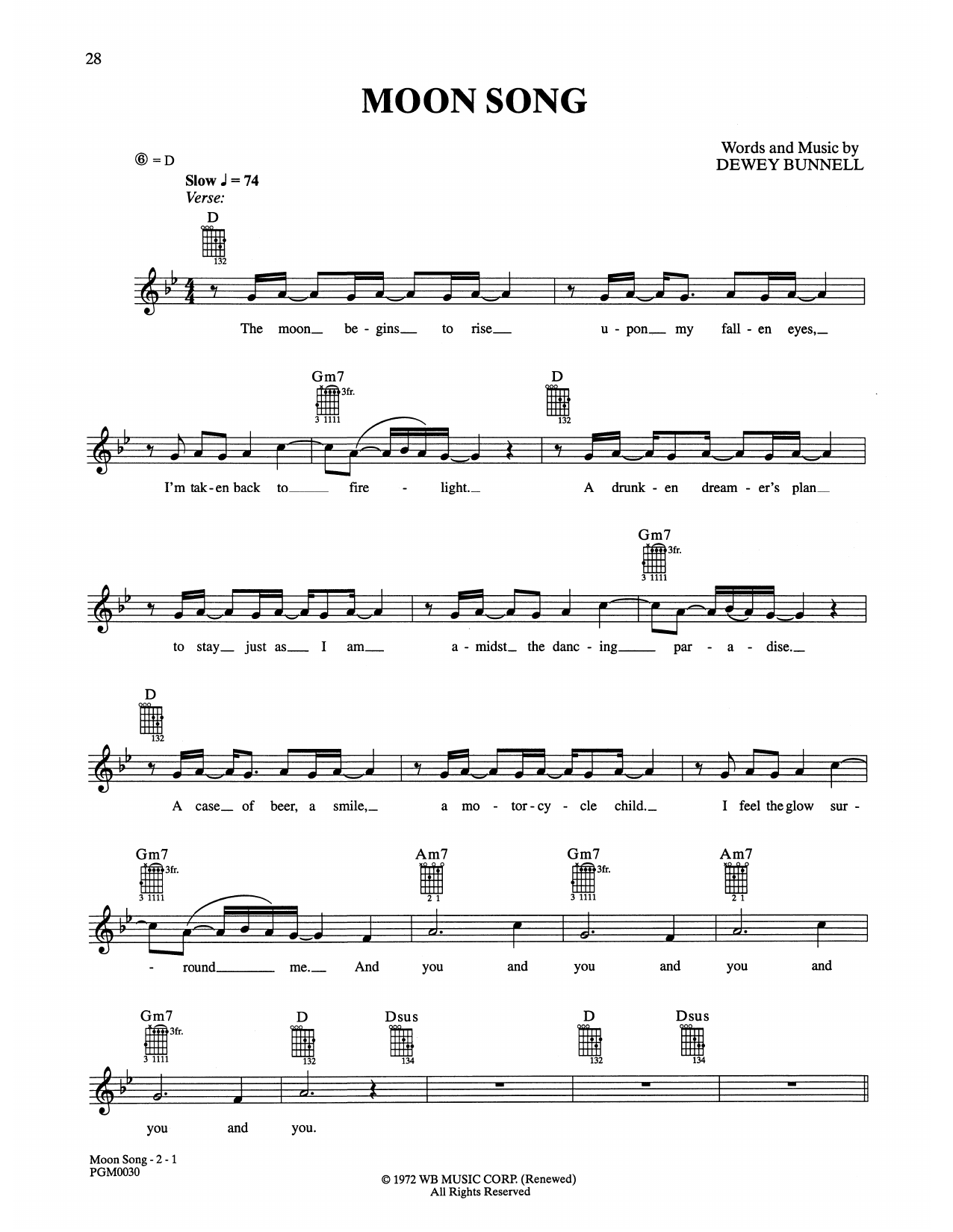 America Moon Song sheet music notes and chords. Download Printable PDF.