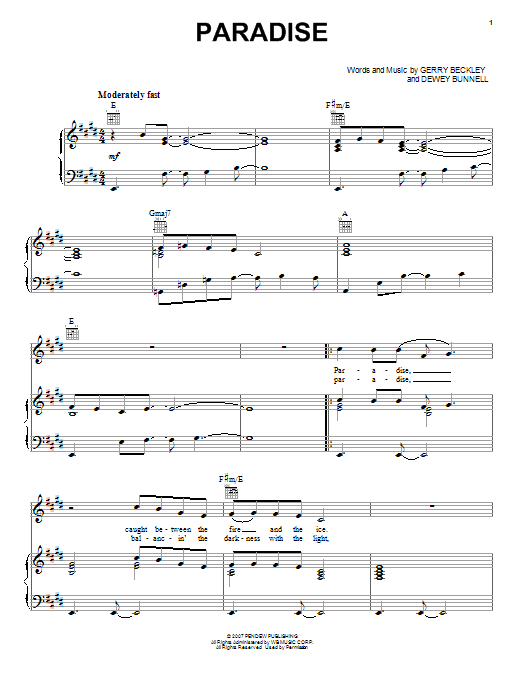 Learn to play America Paradise sheet music for Piano, Vocal & Guitar Chords (Right-Hand Melody) in minutes. Price: 7.8900$ America Paradise sheet music notes and chords arranged for Piano, Vocal & Guitar Chords (Right-Hand Melody)