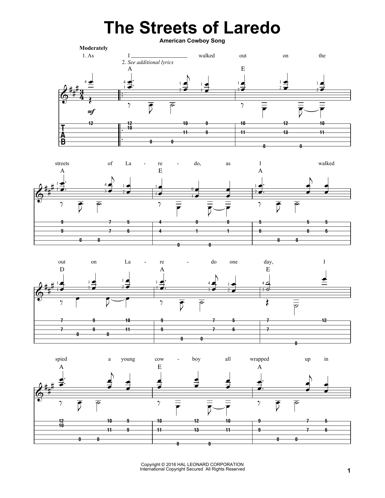 American Cowboy Song The Streets Of Laredo sheet music notes and chords. Download Printable PDF.