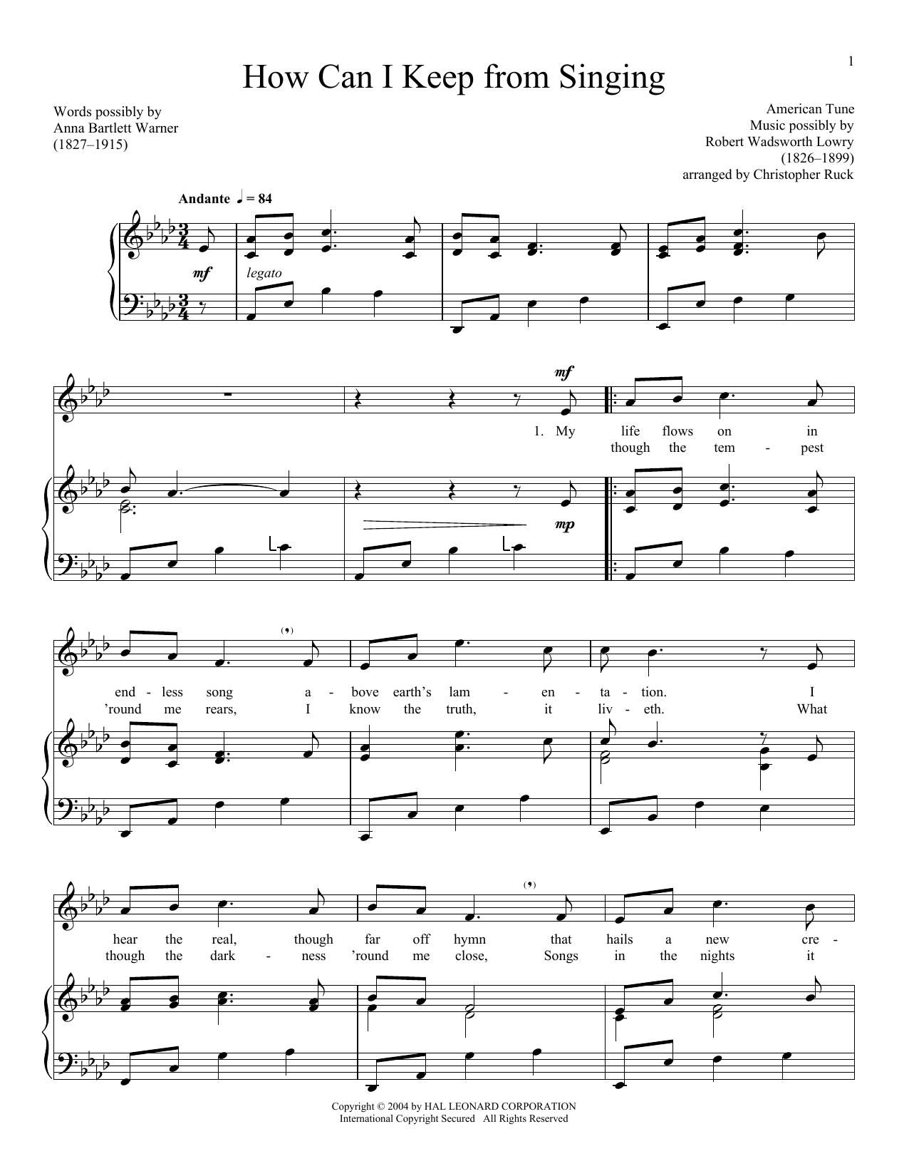 Traditional American Folksong How Can I Keep From Singing sheet music notes and chords. Download Printable PDF.