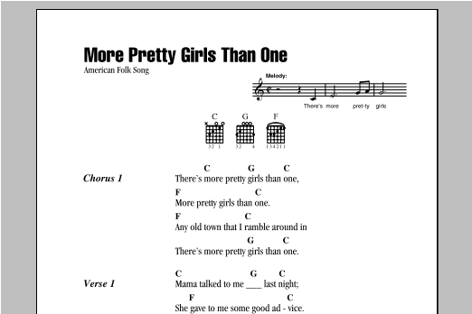 American Folk Song More Pretty Girls Than One sheet music notes and chords. Download Printable PDF.