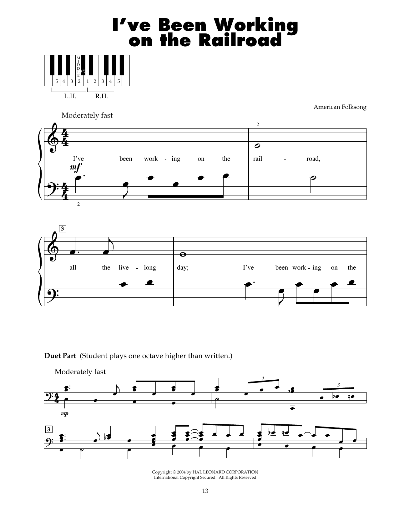 American Folksong I've Been Working On The Railroad sheet music notes and chords. Download Printable PDF.