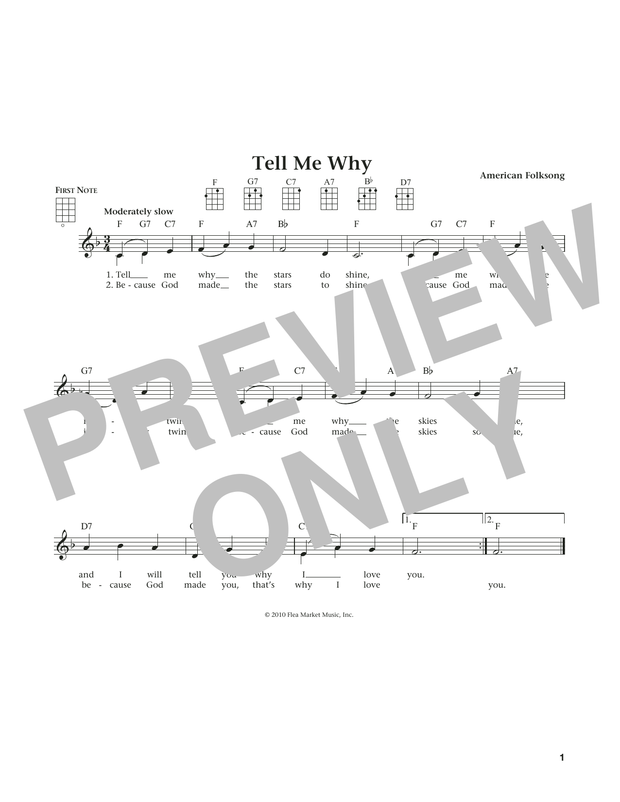 Learn to play American Folksong Tell Me Why (from The Daily Ukulele) (arr. Liz and Jim Beloff) sheet music for Ukulele in minutes. Price: 5.9900$ American Folksong Tell Me Why (from The Daily Ukulele) (arr. Liz and Jim Beloff) sheet music notes and chords arranged for Ukulele