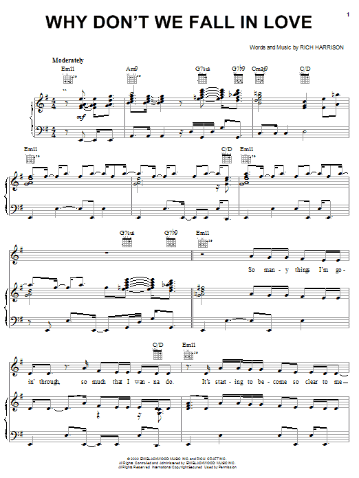 Amerie Why Don't We Fall In Love sheet music notes and chords. Download Printable PDF.