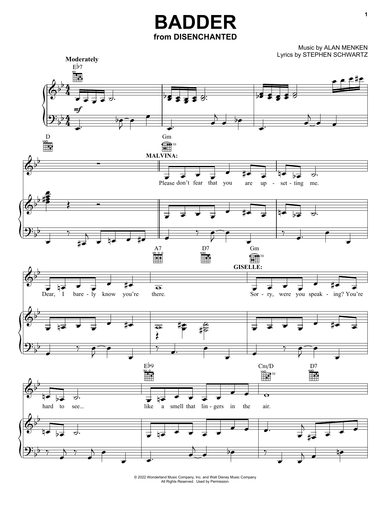 Amy Adams and Maya Rudolph Badder (from Disenchanted) sheet music notes and chords. Download Printable PDF.