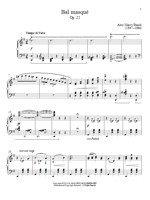 Gail Smith Bal masque, Op. 22 sheet music notes and chords arranged for Piano Solo